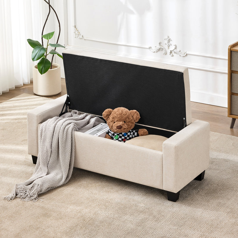 Banc avec repose-pieds 48,4 po avec rangement, Beige