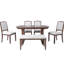 Ensemble de table de salle à manger 6 pièces exquis avec fonction extensible, chaises rembourrées et banc pour les réunions de famille et les diverses occasions de repas