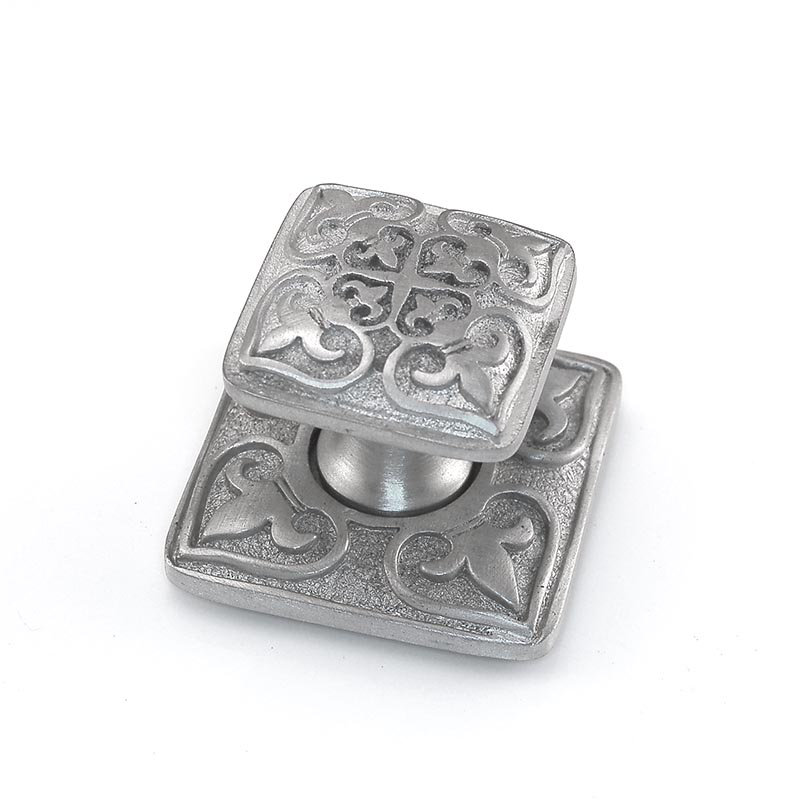 Fleur De Lis Square Knob, Satin Nickel