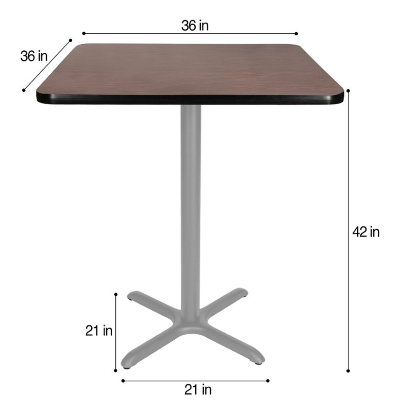 Table basse Bennet, H 42 po x L 36 po x l 36 po, Gris, Acajou