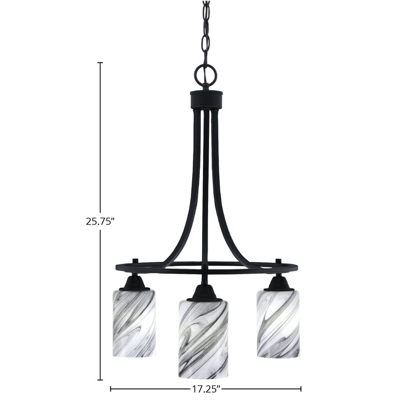 Paramount 3 Light Downlight Chandelier, White/Gray