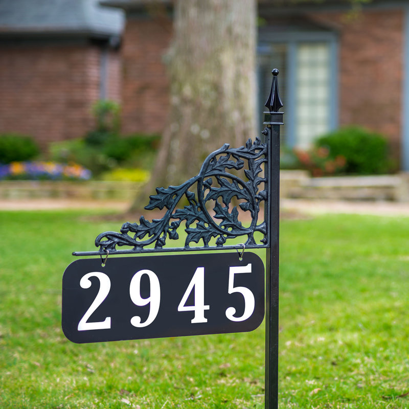 Enseigne d'adresse de jardin en chêne sur un poteau 30 po, Oui