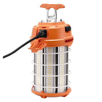 150W LED Temporary Work Light - 20,000 Lumen Portable Construction Site Lighting with Waterproof Cage & Hanging Hook