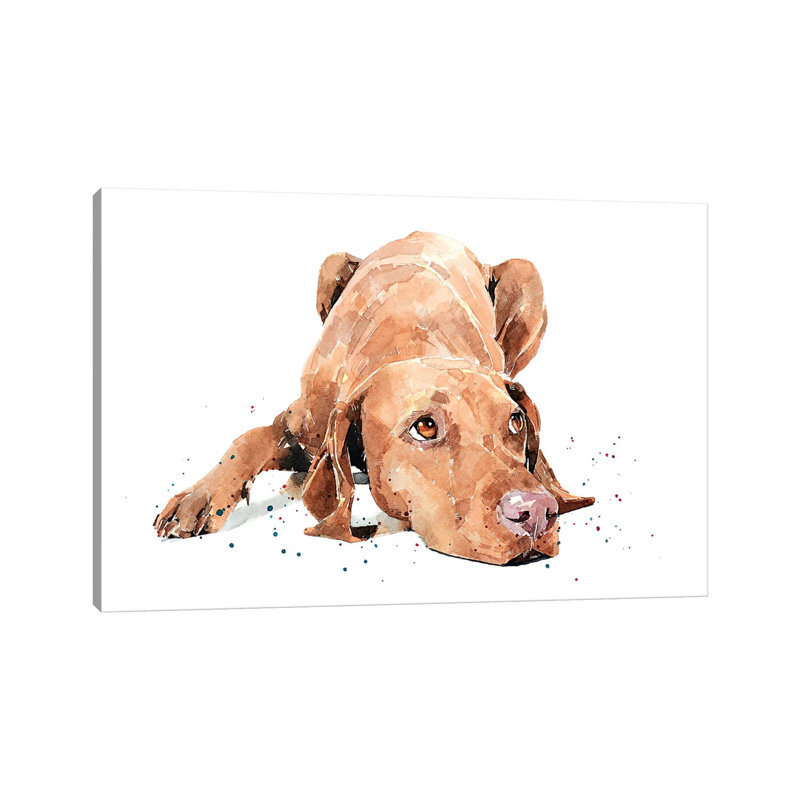 «Vizsla Calm Before the Storm» par EdsWatercolours - impression, Pas de tapis, Toile tendue, H 8 po x l 12 po x P 0,75 po