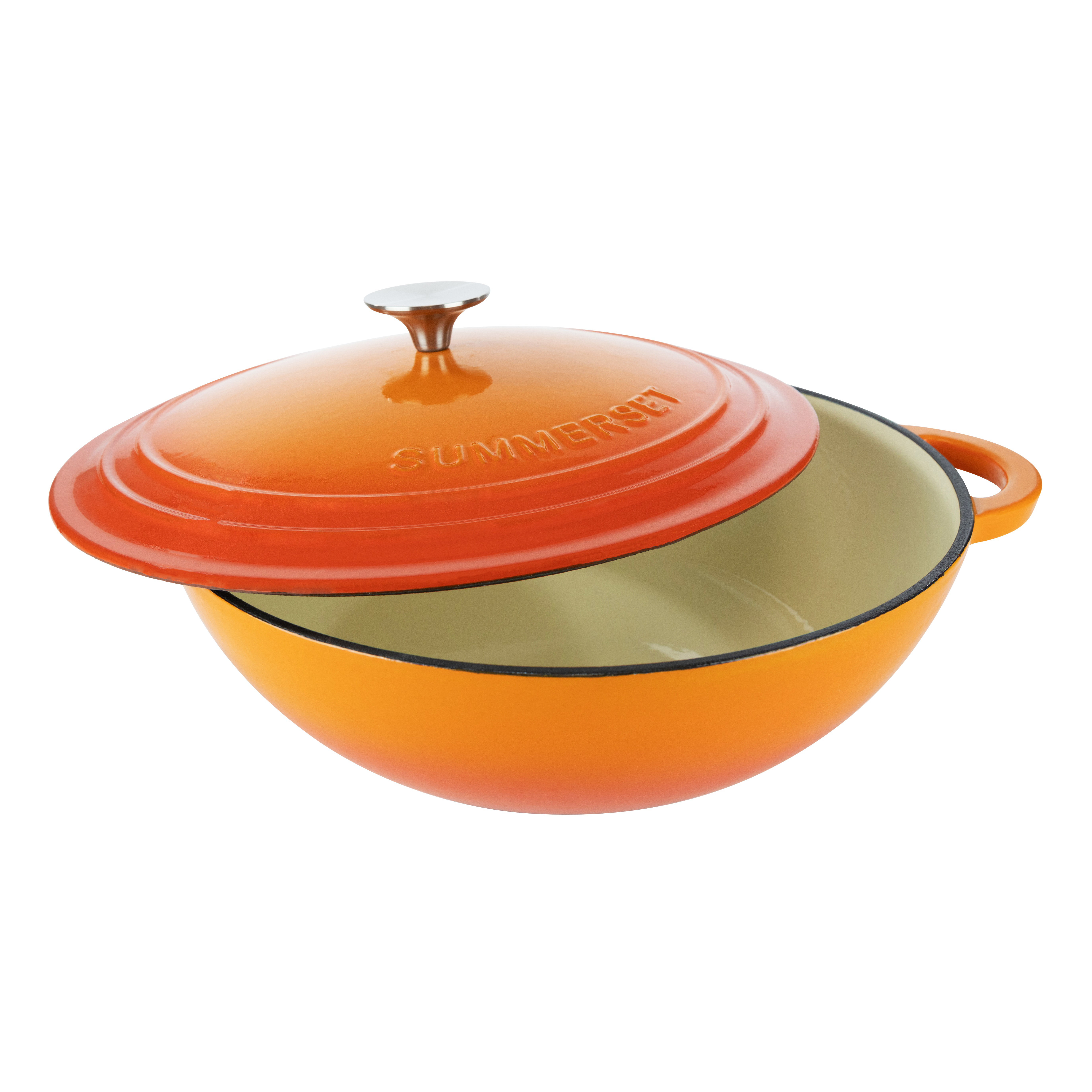 Crock-pot Artisan 5 qt. Round Cast Iron Nonstick Dutch Oven in Sunset Orange with Lid