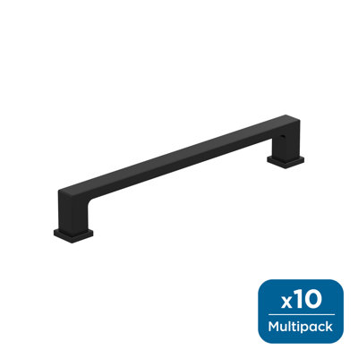 Bridgeport 6-5/16 inch (160mm) Center-to-Center Matte Black Cabinet Pull - 10 Pack