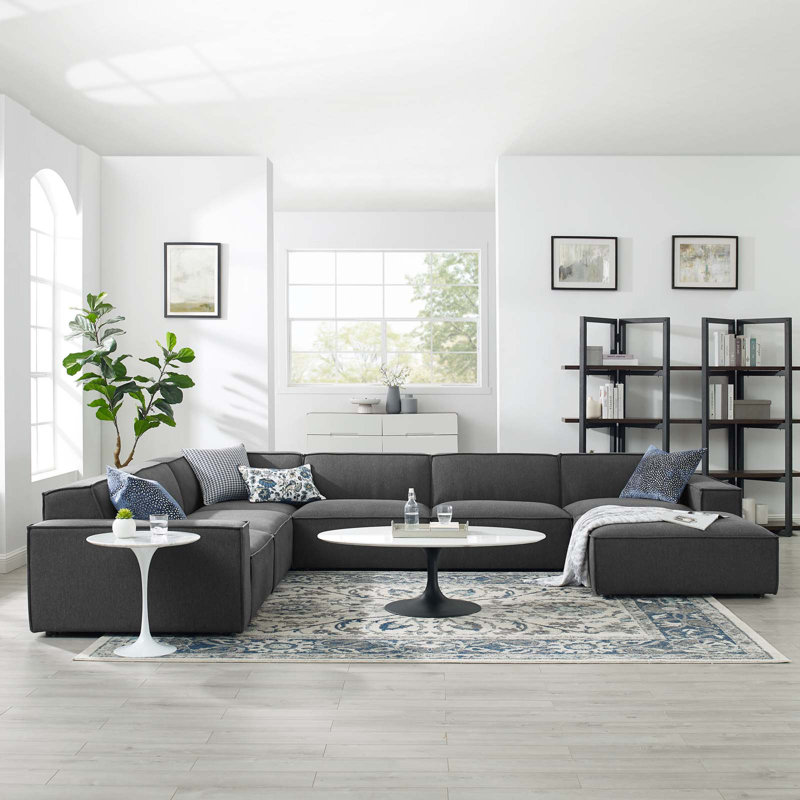 Restore 7-Piece Sectional Sofa, Charcoal Polyester
