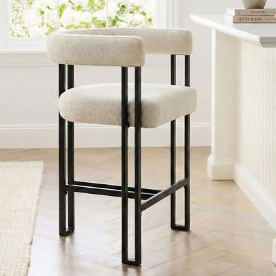 24" Upholstered Tweed Arm Counter Stool