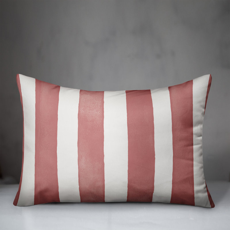 Housse et insert de coussin d'extérieur rectangulaire Watercolor Stripe 17, Rose