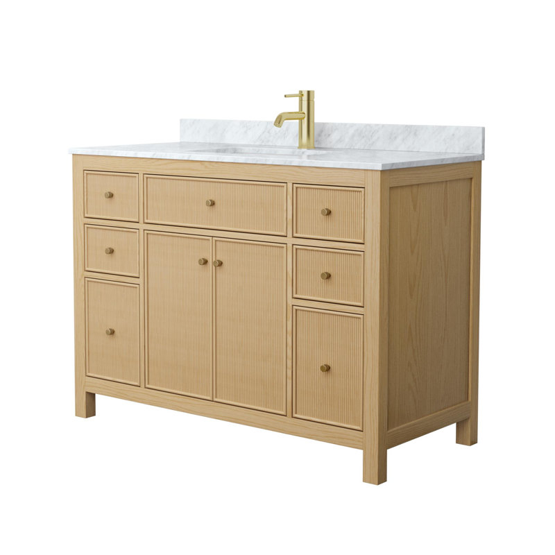 Pendry 48" Freestanding Single Bathroom Vanity with Marble Top, Brushed Gold, 48"