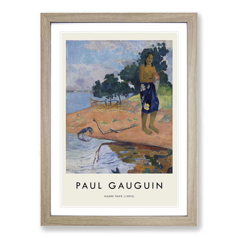 Haere Pape by Paul Gauguin - 1 Piece Single Picture Frame Wall Art, 36cm H x 27cm W x 2cm D, Oak Framed