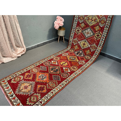 Tapis traditionnel rouge 33,5 x 145,7 pouces