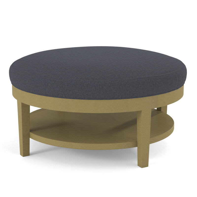 Midtown Upholstered Ottoman, Gray Sugar Performance; 0863-84, Brass Finish