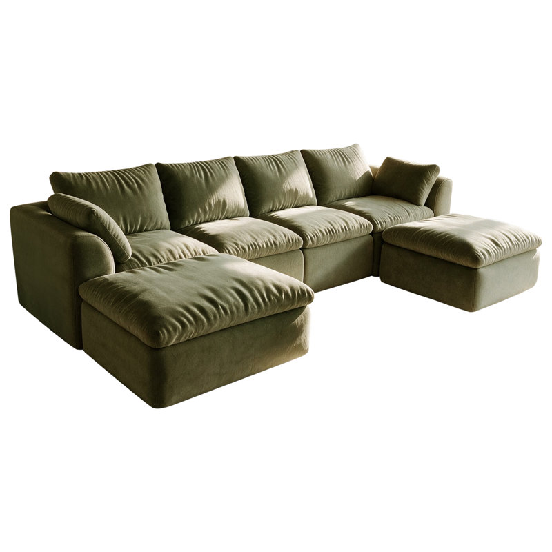 Sofa Upholstered " Linen Sectional, 6 seater, Green