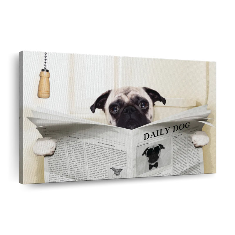 Pug amusant dans la salle de bain, H 30 po x l 45 po x P 1,25 po