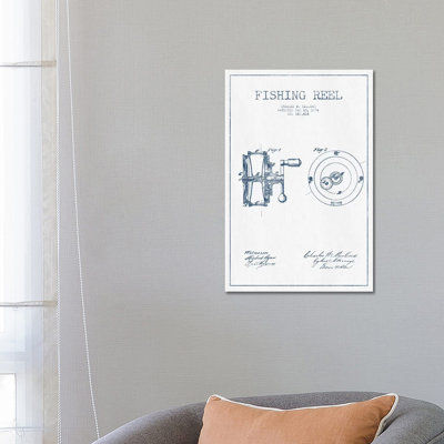 Charles W. MacCord Fishing Reel Patent Sketch (Ink) by Aged Pixel - Wrapped Canvas Gallery-Wrapped Canvas Giclée