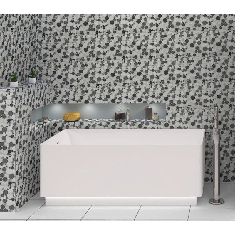 Fizzle Marble and Glass Bubble Mosaic Kitchen Backsplash, Bathroom, Shower, Pool, Wall and Floor Tile, Zeltzer