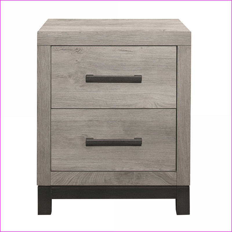 Table de chevet 2 tiroirs grise à 2 tons - Mobilier de chambre à coucher en mélamine de qualité supérieure