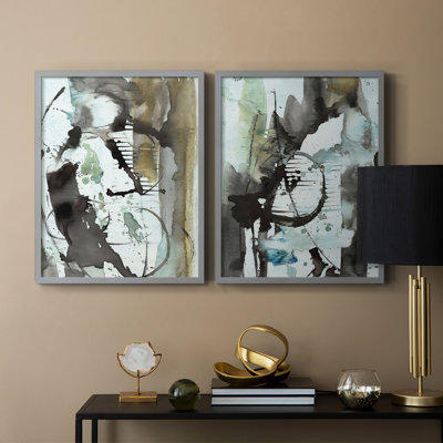 «Lyrical Abstract I», reproduction encadrée de qualité supérieure - prête à être accrochée - aucun clou requis - aucun clou requis