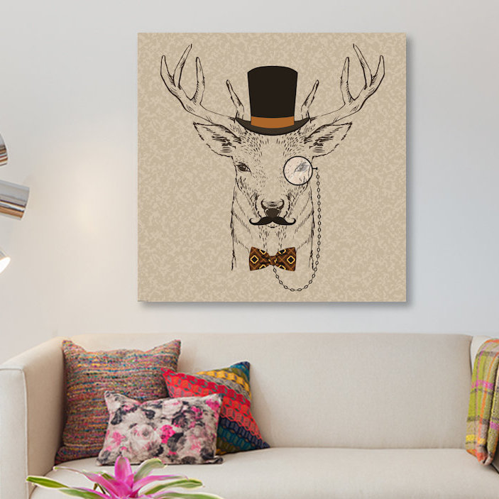 «Deer-Man II» par GraphINC - Estampe numérique sur toile tendue avec châssis, H 12 po x l 12 po x P 1,5 po, Toile tendue