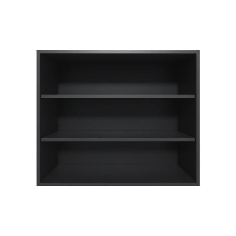 Black Wall Cabinet With Open Storage, Black