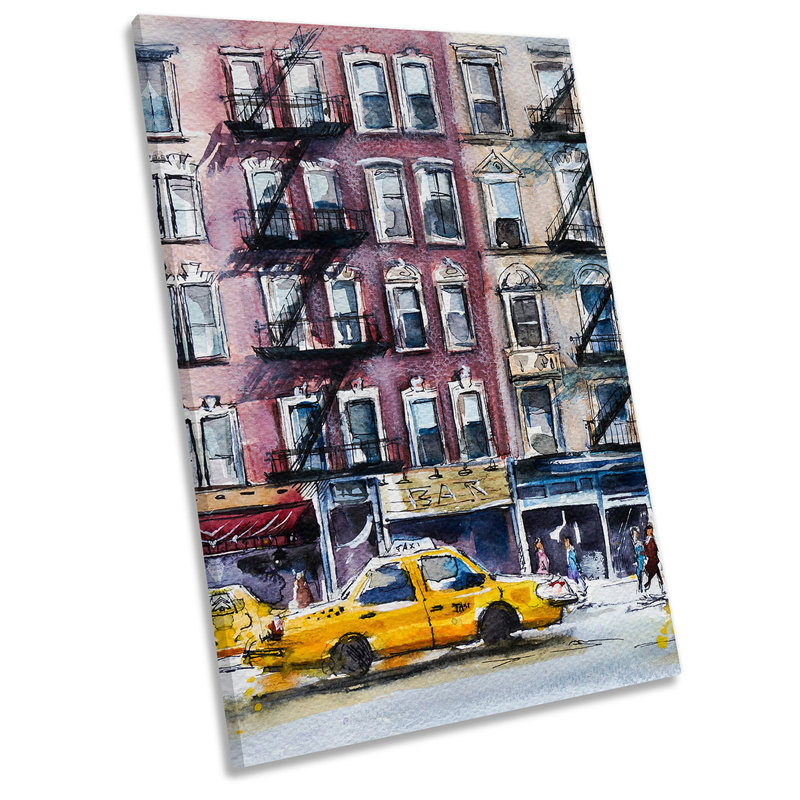 X7822 New York Yellow Taxi Cabs - Wrapped Canvas Painting, 45.7cm H x 30.5cm W x 2cm D