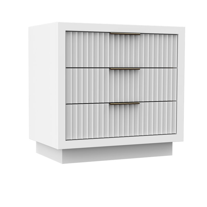Lecrieú Three-Drawer Single Bath Vanity, Pure White, Champagne Bronze, 36"