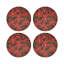 Christmas Poinsettia Vegan Leather Round Coasters