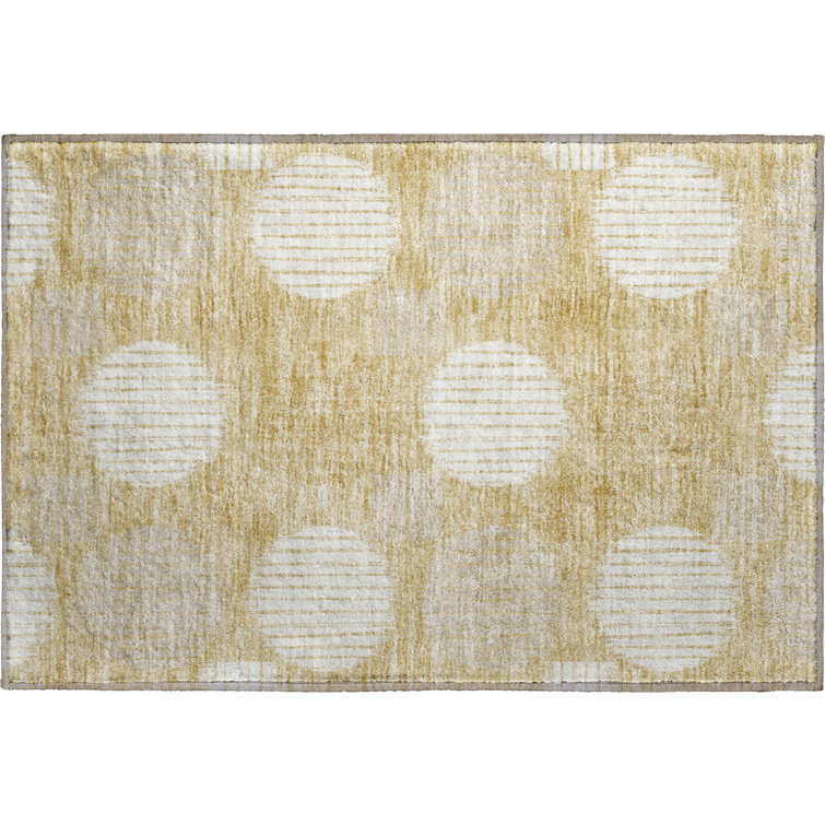 Premium Machine Washable Prisco Gold Rug