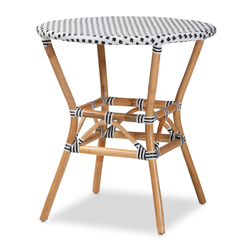 Round Black and White Rattan Cafe Dining Table