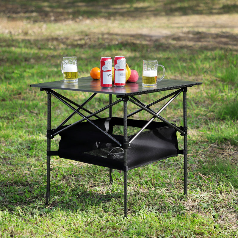 Table carrée pliante en aluminium légère avec sac de transport Brodowsky