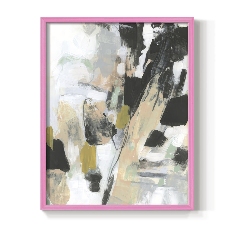 Rose Granite II Framed Print - Solid Wood, 30" H x 24" W, Pink