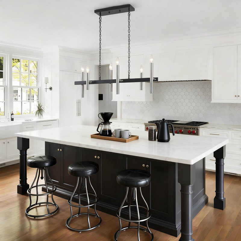 Luminaire suspendu moderne à 6 lumières de style lustre linéaire moderne pour îlot de cuisine style rustique industriel de style contemporain rétro