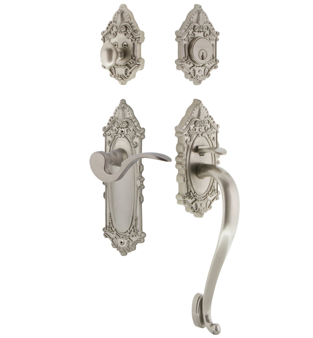 Nostalgic Warehouse Victorian Plate S Grip Handleset with Single Cylinder Deadbolt and Manor Lever Nostalgic Warehouse 