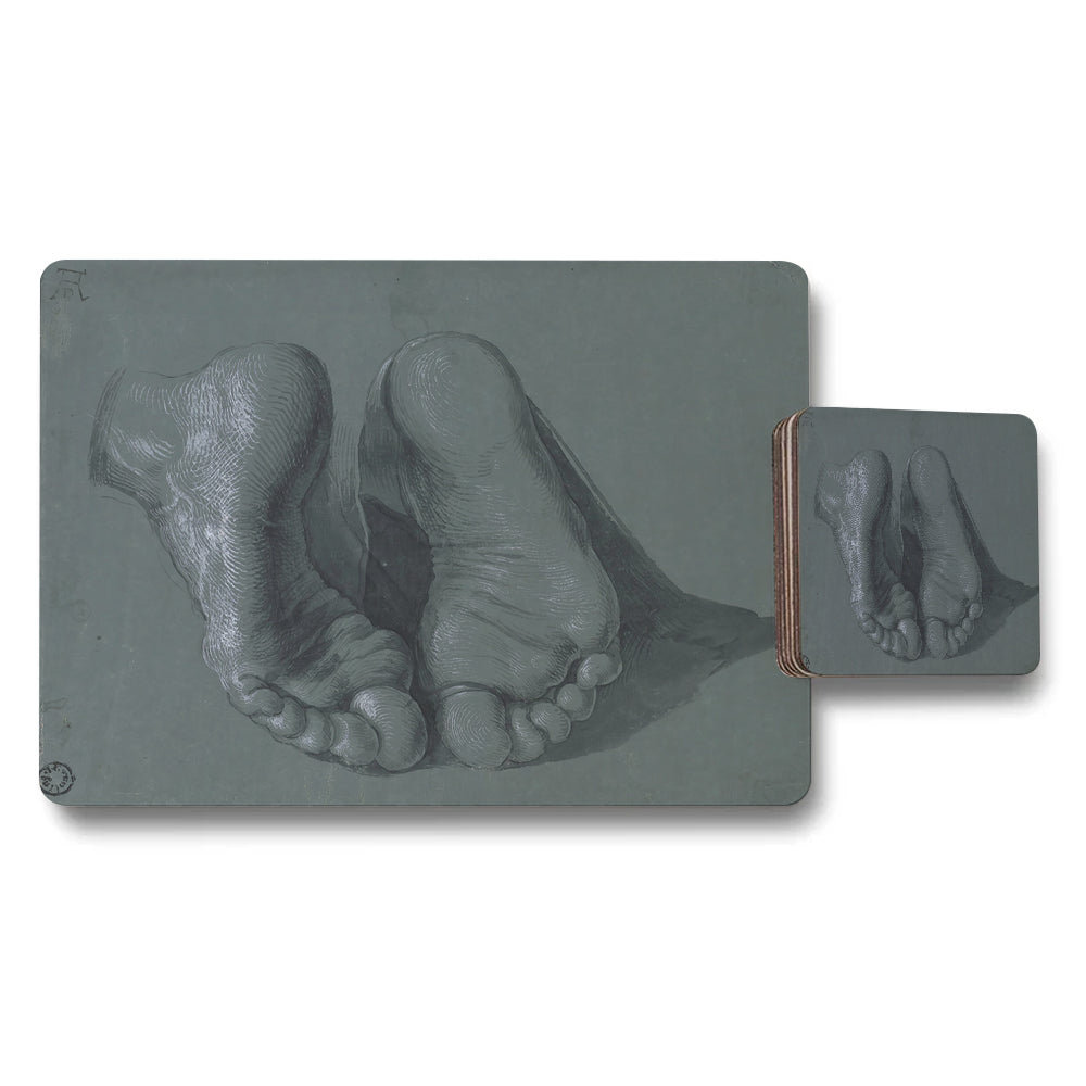 Artistic Feet Sketch Placemat and Coaster Set for Dining Room