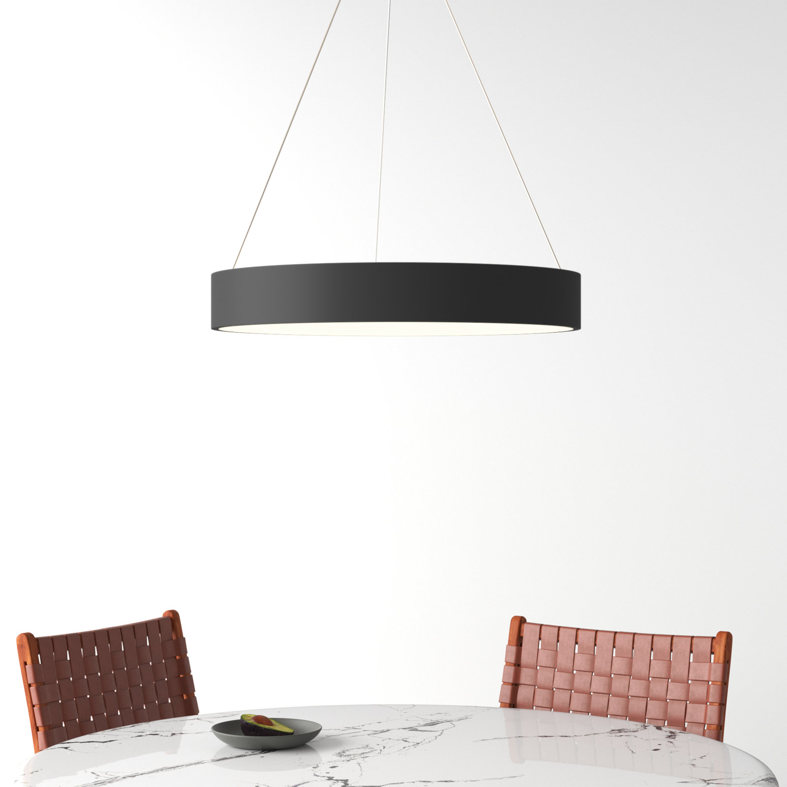 Romain Single Light Acrylic Dimmable LED Pendant, Black, 4" H x 43" W x 43" D