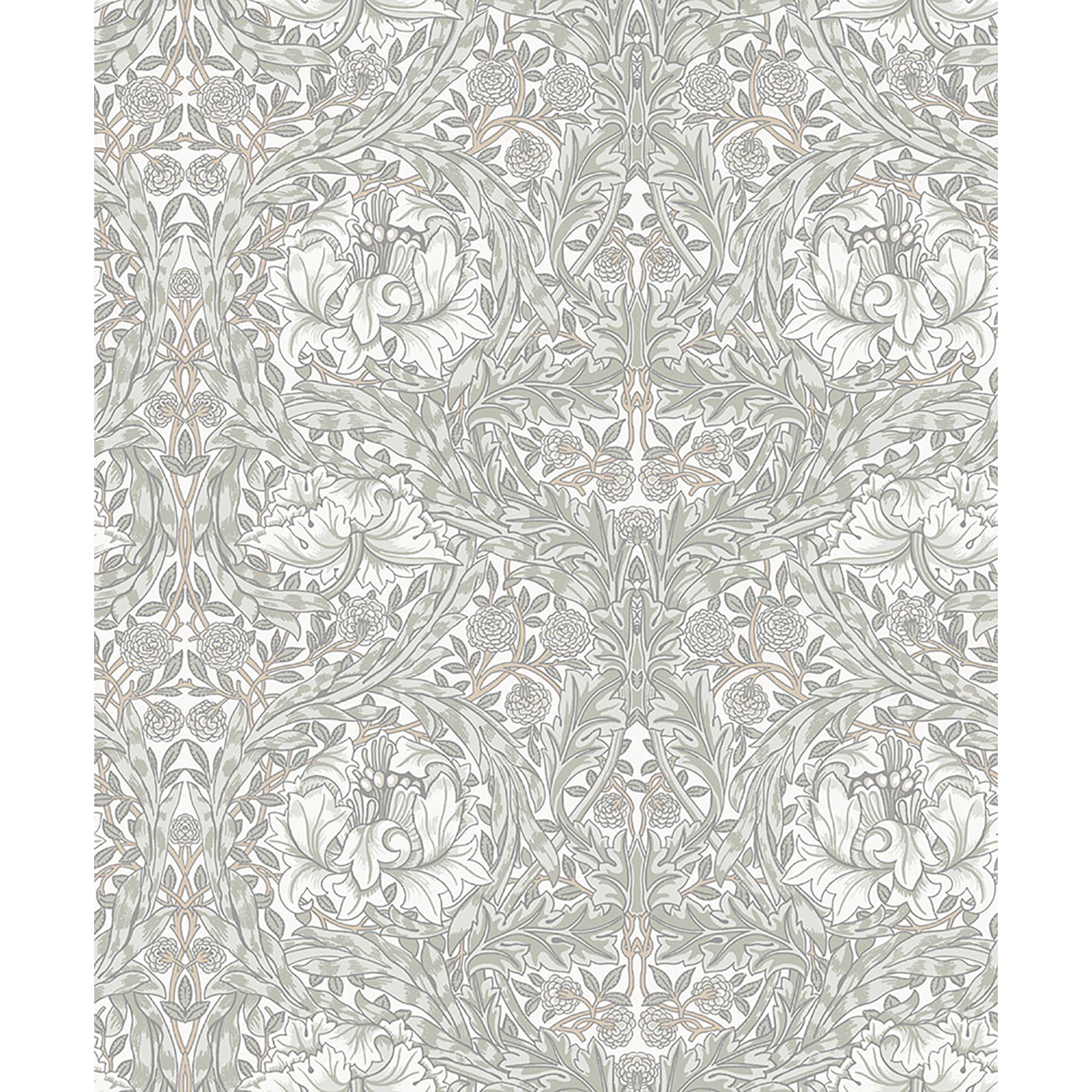 African Marigold Floral Wallpaper, White