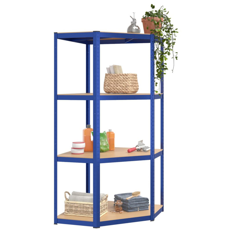 Rivet 75cm W Steel Shelving Unit,  Blue