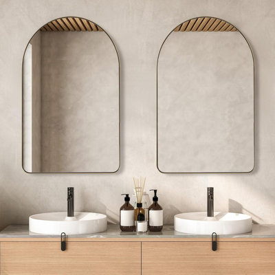 Hafsa Antique Arched Bathroom Vanity Mirror | Stainless Steel Frame