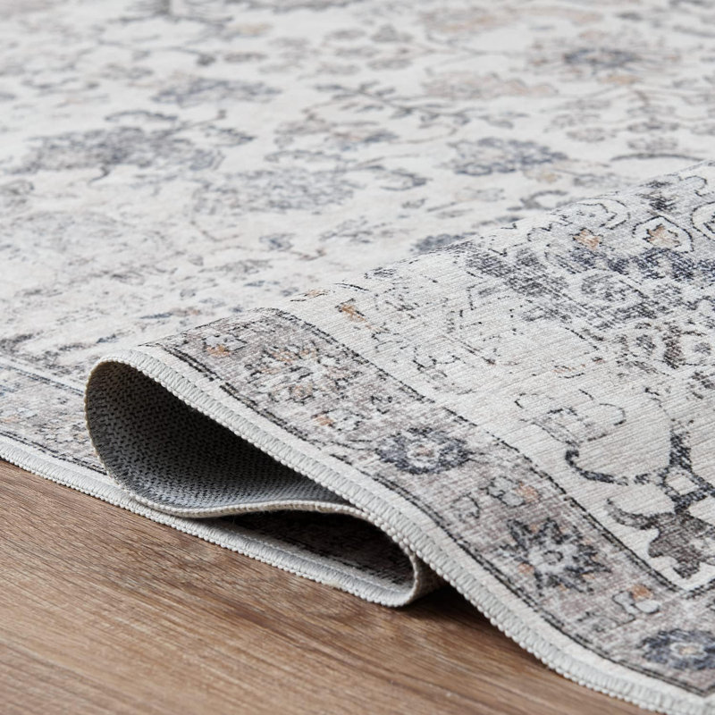 Tapis d'intérieur lavable en chenille Mashine, Rectangulaire 2 pi x 3 pi, Grey
