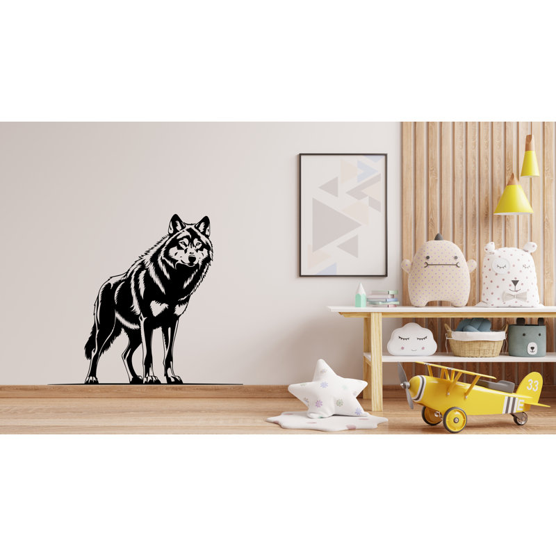 Adhésif mural loup, art mural loup, décoration murale chambre loup, Bourgogne, H 25 po x l 22 po