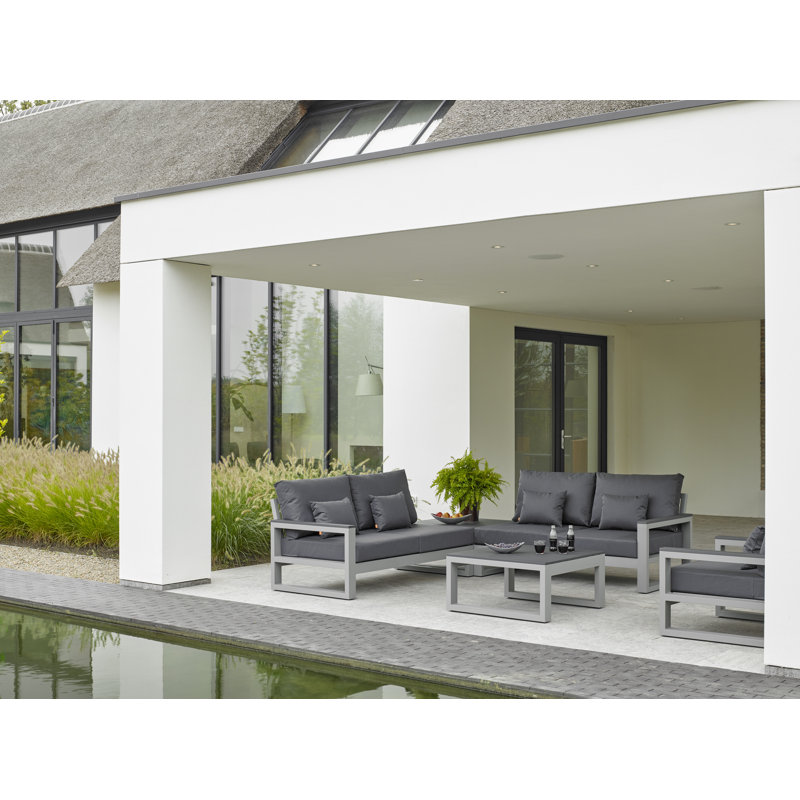 Metal 4 - Person Seating Group with Cushions, Dark Grey, Grey