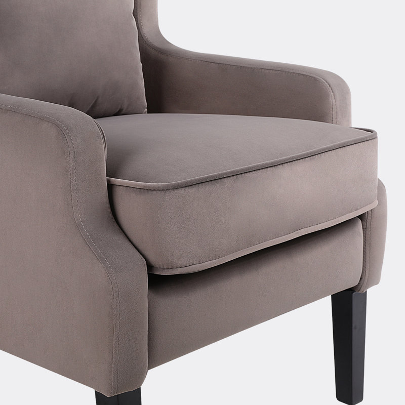 Velvet Wingback Chair, Brown Velvet