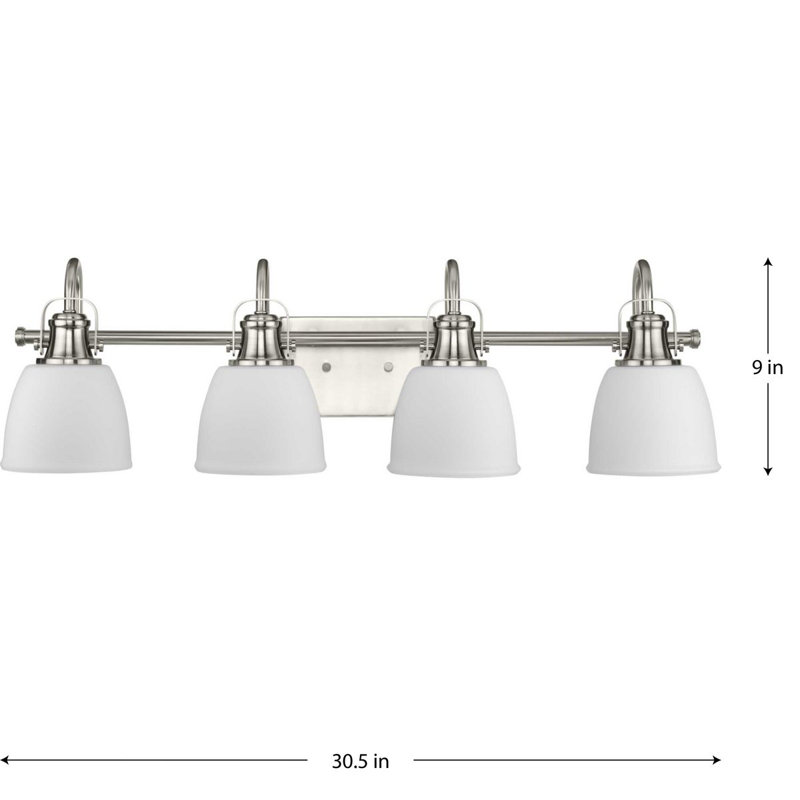 Éclairage de salle de bain à 4 lumières à intensité variable, Nickel brossé