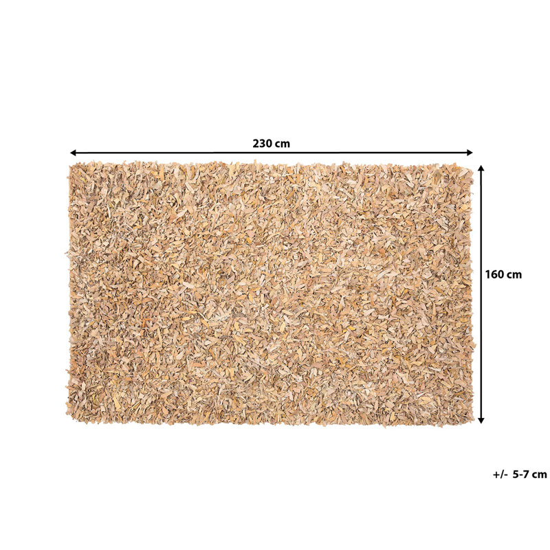 Verdell Solid Colour Leather Hand Woven Area Rug, Rectangle 160 x 230cm