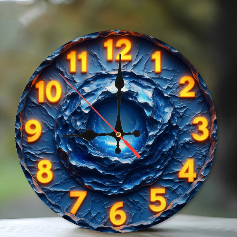 Horloge abstraite avec motif de grotte bleue
