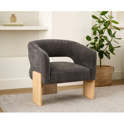 Chaise d'appoint Tess en beige Manchester moderne sur bois massif