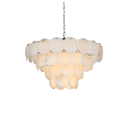 Ikeny 32 inch Alabaster Chandelier in Chrome