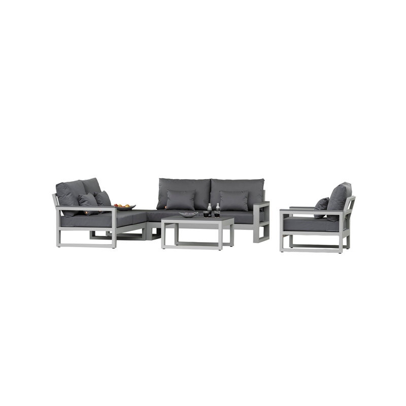 Metal 4 - Person Seating Group with Cushions, Grey, Dark Grey