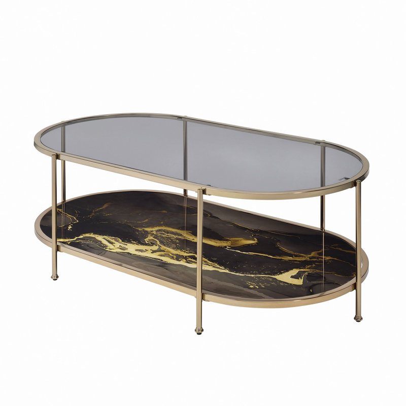 Glass & Champagne Finish Coffee Table